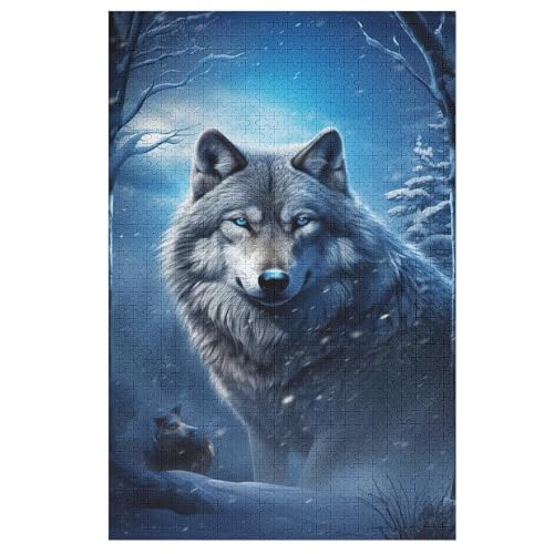 Puzzle 1000 Teile Wolf Holzpuzzle Für Erwachsene Lernspiel Herausforderungsspielzeug The Puzzles Für Erwachsene Kinder 78×53cm von GGJJTT