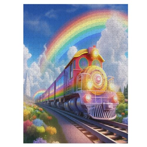 Puzzle 500 Teile Erwachsene Regenbogenzug Holzpuzzle Für Erwachsene Lernspiel Herausforderungsspielzeug 500-teilige The Puzzles Für Erwachsene Kinder （55×41cm） von GGJJTT