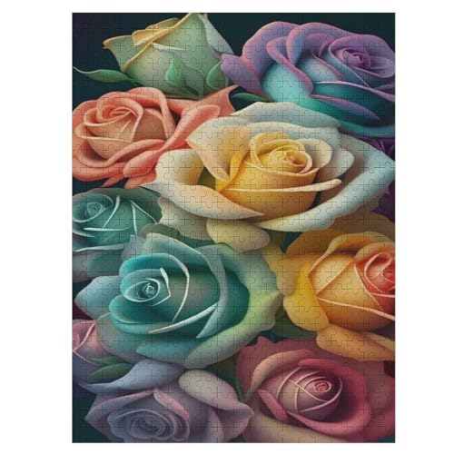 Puzzle 500 Teile Erwachsene Rose Holzpuzzle Für Erwachsene Lernspiel Herausforderungsspielzeug 500-teilige The Puzzles Für Erwachsene Kinder （55×41cm） von GGJJTT