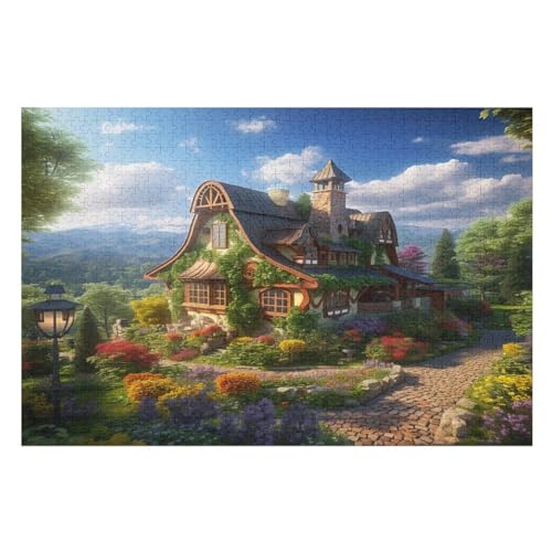 Puzzle Für Erwachsene, Bergdorfhütte -Puzzles Für Erwachsene, 1000-teiliges Holzpuzzle, Geeignet Für Erwachsene Und Kinder Ab 12 Jahren, Tolles Geschenk Für Erwachsene （75×50cm） von GGJJTT