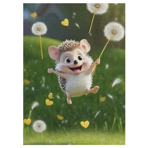 Puzzle Für Erwachsene, Cute Igel, 300 Puzzleteile Für Kinder, Holzpuzzles, Geeignet Für Erwachsene, Lernspiel, Herausforderungsspielzeug （42×30cm） von GGJJTT