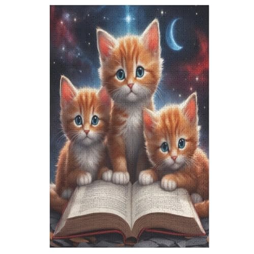 Puzzle Für Erwachsene, Cute Katze, 1000 Puzzleteile Für Kinder, Holzpuzzles, Geeignet Für Erwachsene Lernspiel, 78×53cm von GGJJTT