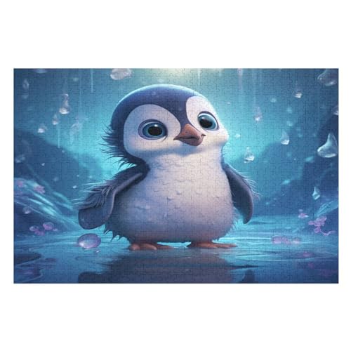 Puzzle Für Erwachsene, Cute Pinguin, 1000 Puzzleteile Für Kinder, Holzpuzzles, Geeignet Für Erwachsene, Lernspiel, Herausforderungsspielzeug （75×50cm） von GGJJTT