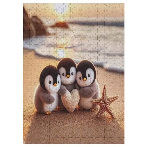 Puzzle Für Erwachsene, Cute Pinguin, 300 Puzzleteile Für Kinder, Holzpuzzles, Geeignet Für Erwachsene, Lernspiel, Herausforderungsspielzeug （42×30cm） von GGJJTT