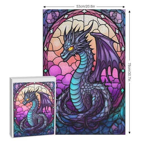 Puzzle Für Erwachsene, Drache Puzzles, 1000-teiliges Holzpuzzle, Geeignet Für Erwachsene Und Kinder Ab 12 Jahren, Tolles Geschenk 78×53cm von GGJJTT