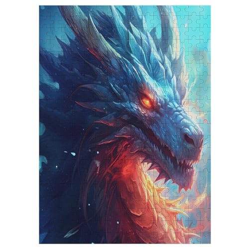 Puzzle Für Erwachsene, Dragon, 300 Puzzleteile Für Kinder, Holzpuzzles, Geeignet Für Erwachsene, Lernspiel, Herausforderungsspielzeug （42×30cm） von GGJJTT