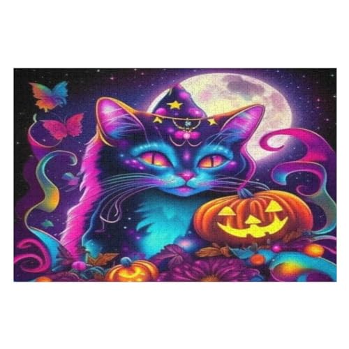 Puzzle Für Erwachsene, Halloween-Kürbis, 1000 Puzzleteile Für Kinder, Holzpuzzles, Geeignet Für Erwachsene Lernspiel, 78×53cm von GGJJTT