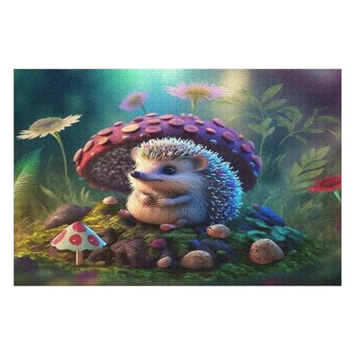 Puzzle Für Erwachsene, Igel, 1000 Puzzleteile Für Kinder, Holzpuzzles, Geeignet Für Erwachsene Lernspiel, 78×53cm von GGJJTT