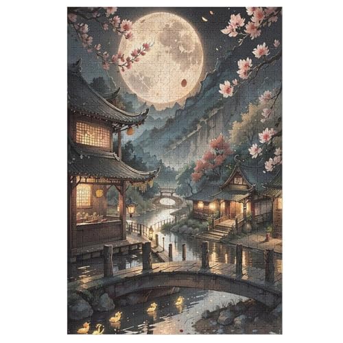 Puzzle Für Erwachsene, Japan Style, 1000 Puzzleteile Für Kinder, Holzpuzzles, Geeignet Für Erwachsene, Lernspiel, Herausforderungsspielzeug （78×53cm） von GGJJTT