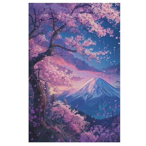 Puzzle Für Erwachsene, Kirschbaum Japan Kunst, 1000 Puzzleteile Für Kinder, Holzpuzzles, Geeignet Für Erwachsene, Lernspiel, Herausforderungsspielzeug （78×53cm） von GGJJTT