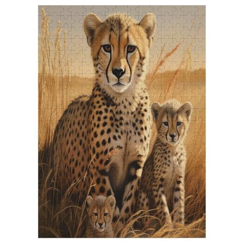 Puzzle Für Erwachsene, Leopard, 300 Puzzleteile Für Kinder, Holzpuzzles, Geeignet Für Erwachsene, Lernspiel, Herausforderungsspielzeug （42×30cm） von GGJJTT