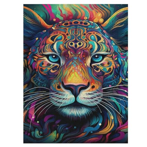 Puzzle Für Erwachsene, Leopard, 500 Puzzleteile Für Kinder, Holzpuzzles, Geeignet Für Erwachsene, Lernspiel, Herausforderungsspielzeug （55×41cm） von GGJJTT