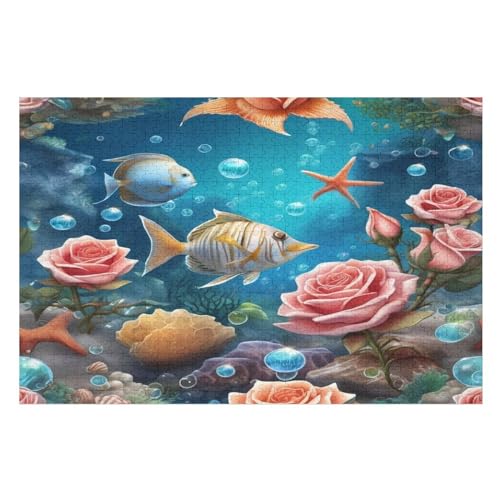 Puzzle Für Erwachsene, Ozean Fisch, 1000 Puzzleteile Für Kinder, Holzpuzzles, Geeignet Für Erwachsene Lernspiel, 78×53cm von GGJJTT