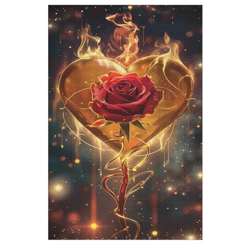 Puzzle Für Erwachsene, Rose, 1000 Puzzleteile Für Kinder, Holzpuzzles, Geeignet Für Erwachsene Lernspiel, （78×53cm） von GGJJTT