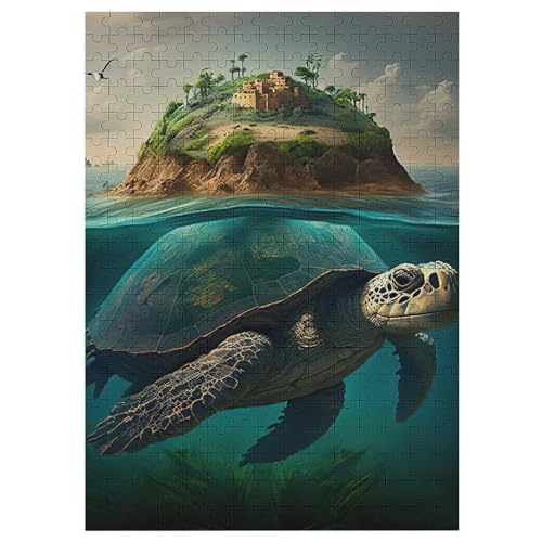 Puzzle Für Erwachsene, Schildkröte, 300 Puzzleteile Für Kinder, Holzpuzzles, Geeignet Für Erwachsene, Lernspiel, Herausforderungsspielzeug （42×30cm） von GGJJTT