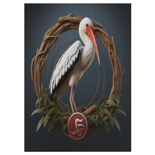 Puzzle Für Erwachsene, Storch, 300 Puzzleteile Für Kinder, Holzpuzzles, Geeignet Für Erwachsene, Lernspiel, Herausforderungsspielzeug （42×30cm） von GGJJTT