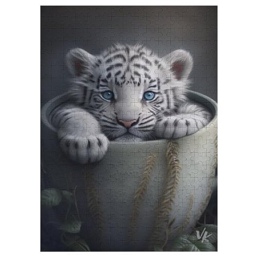 Puzzle Für Erwachsene, Tiger, 300 Puzzleteile Für Kinder, Holzpuzzles, Geeignet Für Erwachsene, Lernspiel, Herausforderungsspielzeug （42×30cm） von GGJJTT