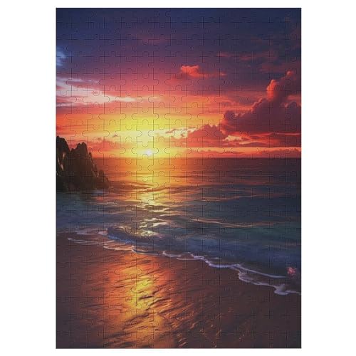 Puzzle Für Kinder, Sonnenuntergang -Puzzle Für Erwachsene, 300-teiliges Holzpuzzle Für Jugendliche Und Erwachsene, Tolles （42×30cm） von GGJJTT