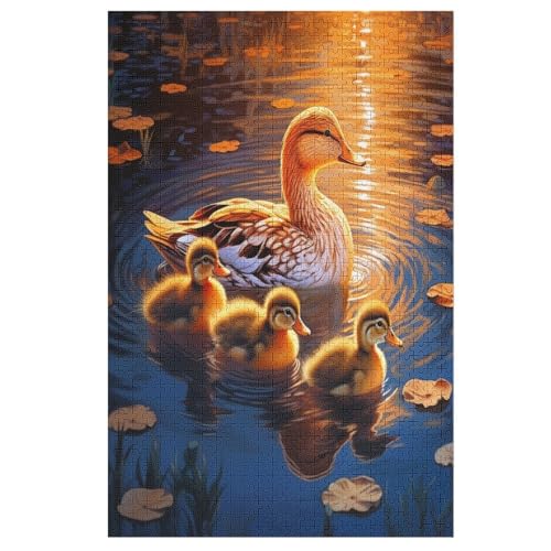 Puzzles Für Erwachsene, 1000 Teile, Cute Ente, Kreative Holzpuzzles, Praktisches Spiel, Familiendekoration （78×53cm） von GGJJTT