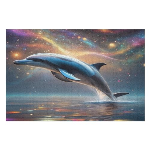 Puzzles Für Erwachsene, 1000 Teile, Delfintier, Kreative Holzpuzzles, Praktisches Spiel, Familiendekoration 78×53cm von GGJJTT