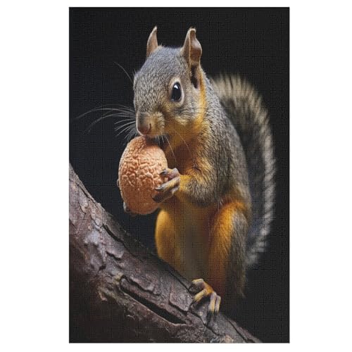 Puzzles Für Erwachsene, 1000 Teile, Eichhörnchen, Kreative Holzpuzzles, Praktisches Spiel, Familiendekoration 78×53cm von GGJJTT