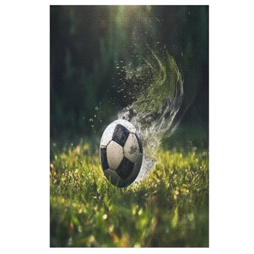 Puzzles Für Erwachsene, 1000 Teile, Fußball, Kreative Holzpuzzles, Praktisches Spiel, Familiendekoration （78×53cm） von GGJJTT