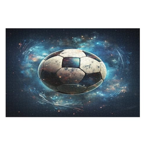 Puzzles Für Erwachsene, 1000 Teile, Fußball, Kreative Holzpuzzles, Praktisches Spiel, Familiendekoration 78×53cm von GGJJTT