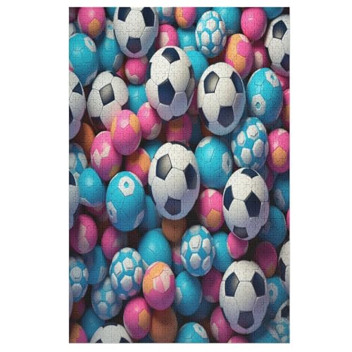 Puzzles Für Erwachsene, 1000 Teile, Fußball Pattern, Kreative Holzpuzzles, Praktisches Spiel, Familiendekoration （78×53cm） von GGJJTT