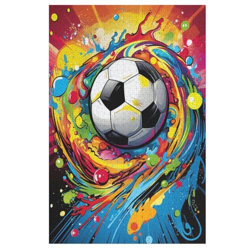 Puzzles Für Erwachsene, 1000 Teile, Fußball Sport, Kreative Holzpuzzles, Praktisches Spiel, Familiendekoration （78×53cm） von GGJJTT