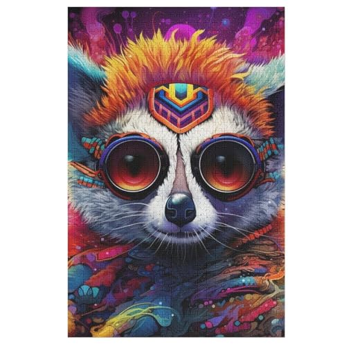 Puzzles Für Erwachsene, 1000 Teile, Lemur, Kreative Holzpuzzles, Praktisches Spiel, Familiendekoration 78×53cm von GGJJTT