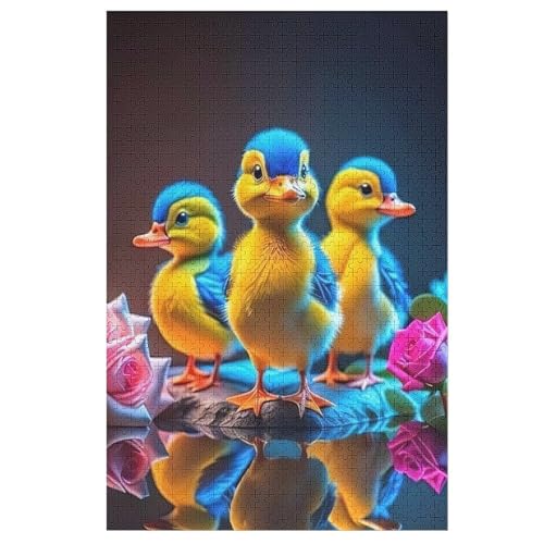 Puzzles Für Erwachsene, 1000 Teile, Little Yellow Ente, Kreative Holzpuzzles, Praktisches Spiel, Familiendekoration （78×53cm） von GGJJTT