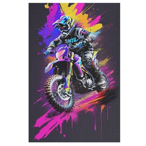 Puzzles Für Erwachsene, 1000 Teile, Moto-Cross, Kreative Holzpuzzles, Praktisches Spiel, Familiendekoration （78×53cm） von GGJJTT