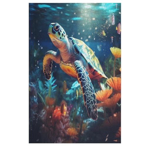 Puzzles Für Erwachsene, 1000 Teile, Sea Schildkrötes, Kreative Holzpuzzles, Praktisches Spiel, Familiendekoration （78×53cm） von GGJJTT