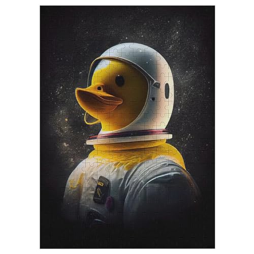 Puzzles Für Erwachsene, 300 Teile, Duck Astronaut, Kreative Holzpuzzles, Praktisches Spiel, Familiendekoration （42×30cm） von GGJJTT