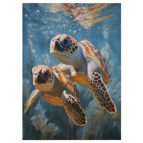 Puzzles Für Erwachsene, 300 Teile, Schildkröte, Kreative Holzpuzzles, Praktisches Spiel, Familiendekoration （42×30cm） von GGJJTT