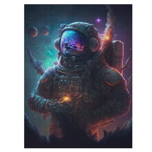 Puzzles Für Erwachsene, 500 Teile, Astronaut, Kreative Holzpuzzles, Praktisches Spiel, Familiendekoration （55×41cm） von GGJJTT