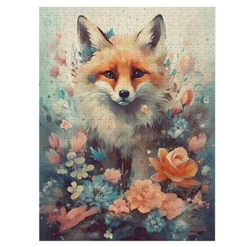 Puzzles Für Erwachsene, 500 Teile, Fuchs, Kreative Holzpuzzles, Praktisches Spiel, Familiendekoration （55×41cm） von GGJJTT