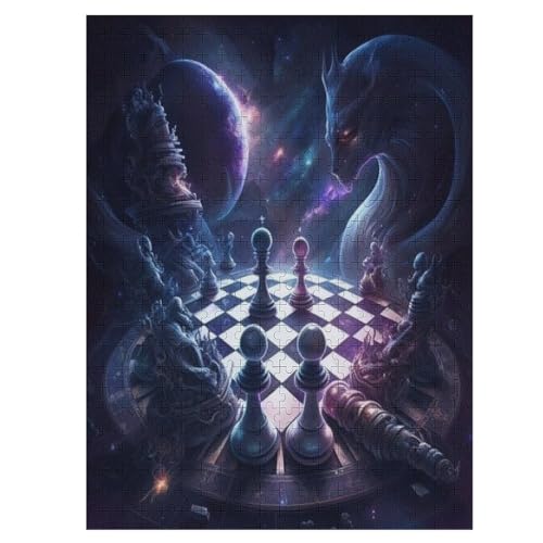 Puzzles Für Erwachsene, 500 Teile, Schach Brett, Kreative Holzpuzzles, Praktisches Spiel, Familiendekoration （55×41cm） von GGJJTT