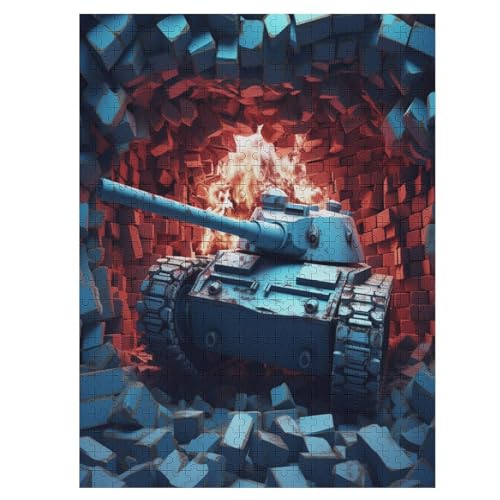 Puzzles Für Erwachsene, 500 Teile, Tank, Kreative Holzpuzzles, Praktisches Spiel, Familiendekoration （55×41cm） von GGJJTT