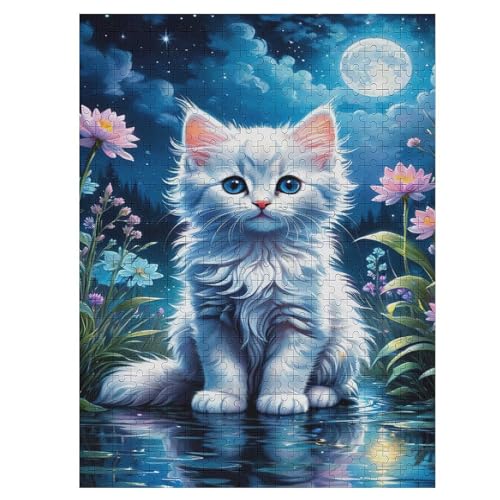 Puzzles Für Erwachsene, Cat, 500-teilige Puzzles Für Erwachsene Und Kinder Ab 12 Jahren, Holzpuzzles Für Die Heimdekoration, （55×41cm） von GGJJTT