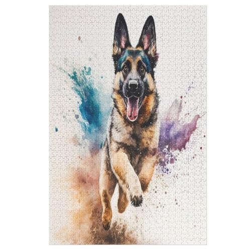 Puzzles Für Erwachsene, Deutscher Schäferhund Puzzles Für Erwachsene, 1000-teiliges Holzpuzzle, Geeignet Für Kinder Ab 12 Jahren, Die Pädagogische Puzzles Lernen （78×53cm） von GGJJTT