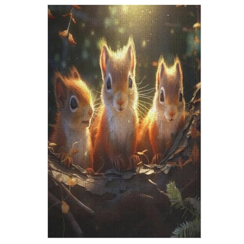 Puzzles Für Erwachsene, Eichhörnchen Puzzles Für Erwachsene, 1000-teiliges Holzpuzzle, Geeignet Für Kinder Ab 12 Jahren, Die Pädagogische Puzzles Lernen （78×53cm） von GGJJTT