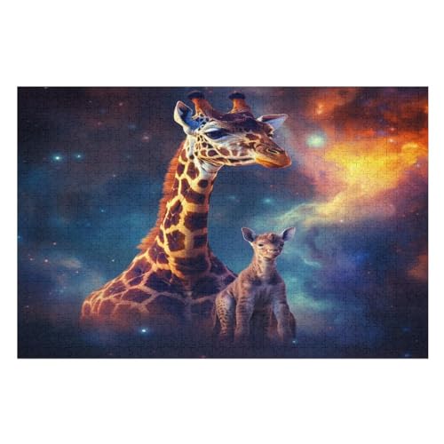 Puzzles Für Erwachsene, Giraffe Puzzles Für Erwachsene, 1000-teiliges Holzpuzzle, Geeignet Für Kinder Ab 12 Jahren, Die Pädagogische Puzzles Lernen （75×50cm） von GGJJTT