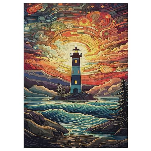 Puzzles Für Erwachsene, Leuchtturm, 300-teilige Puzzles Für Erwachsene Und Kinder Ab 12 Jahren, Holzpuzzles Für Die Heimdekoration, （42×30cm） von GGJJTT