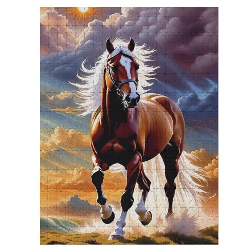 Puzzles Für Erwachsene, Pferd, 500-teilige Puzzles Für Erwachsene Und Kinder Ab 12 Jahren, Holzpuzzles Für Die Heimdekoration, （55×41cm） von GGJJTT