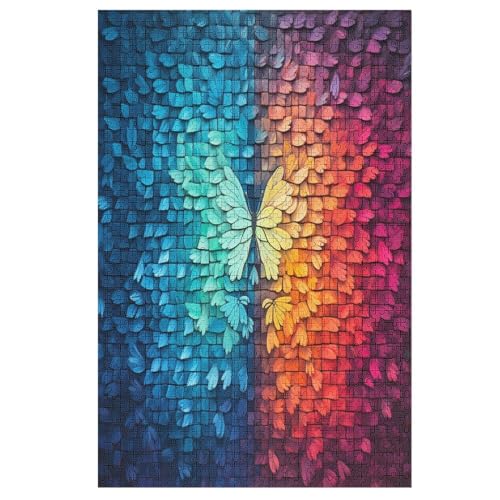 Puzzles Für Erwachsene, Puzzle Bicolor Schmetterling, 1000 Teile, Puzzle Aus Holz Für Erwachsene Und Kinder Ab 12 Jahren, Lernspielzeug （78×53cm） von GGJJTT