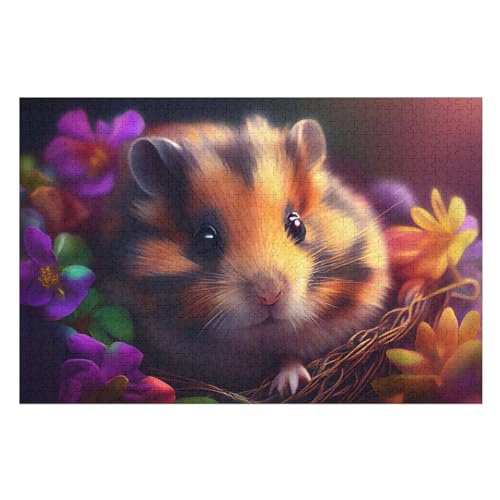 Puzzles Für Erwachsene, Puzzle Hamster, 1000 Teile, Puzzle Aus Holz Für Erwachsene Und Kinder Ab 12 Jahren, Lernspielzeug （75×50cm） von GGJJTT