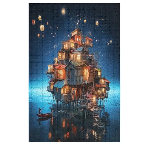 Puzzles Für Erwachsene, Puzzle Holzhaus, 1000 Teile, Puzzle Aus Holz Für Erwachsene Und Kinder Ab 12 Jahren, Lernspielzeug （78×53cm） von GGJJTT