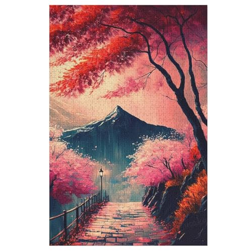 Puzzles Für Erwachsene, Puzzle Kirschbaum Japan Kunst, 1000 Teile, Puzzle Aus Holz Für Erwachsene Und Kinder Ab 12 Jahren, Lernspielzeug （78×53cm） von GGJJTT