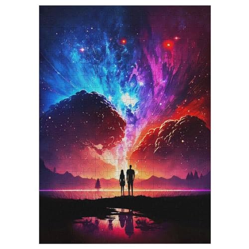 Puzzles Für Erwachsene, Puzzle Paar Galaxie Landschaft, 300 Teile, Puzzle Aus Holz Für Erwachsene Und Kinder Ab 12 Jahren, Lernspielzeug （42×30cm） von GGJJTT